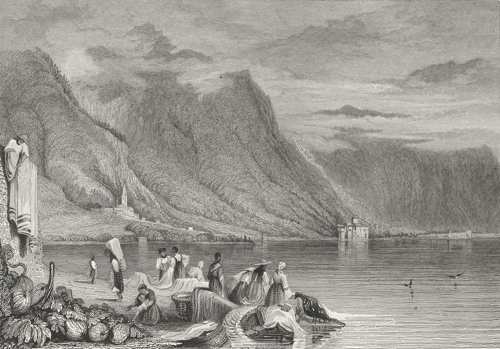 CHILLON. lake Geneva. Swiss Montreux Prout 1830 old antique print picture